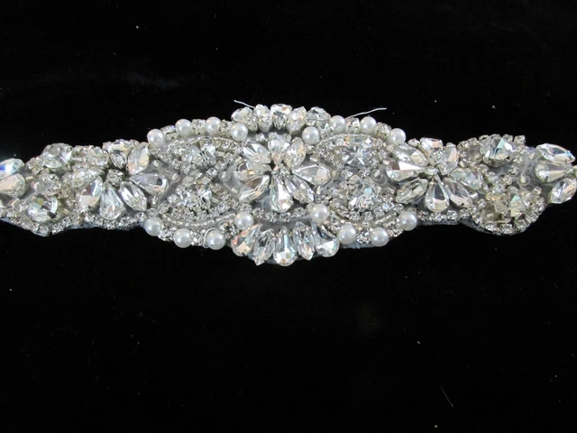 "2 Piece Rhinestone, Beaded And Pearl Appliques  - Embellishment""
