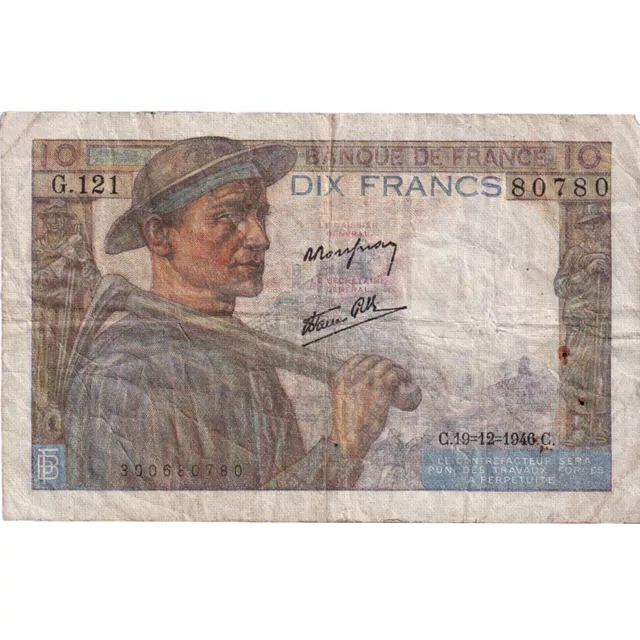[#149215] France, 10 Francs, Mineur, 1946, G.121, VF, Fayette:8.16, KM:99, e