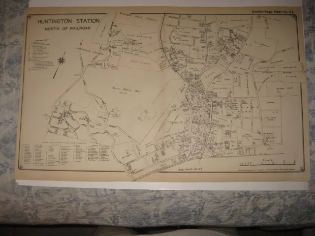 Antique 1917 Huntington Station North Part Long Island Nw York Map Detailed Nr