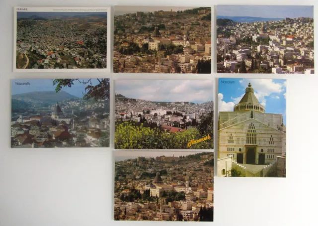 7 x Sonderformat Postkarte NAZARETH Israel Postcards Lot Ansichtskarten ungel.