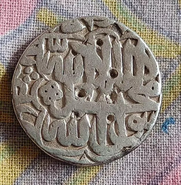 Mughal coin Akbar silver rupee Ahmedabad mint ( old Indian coin)  decorative.