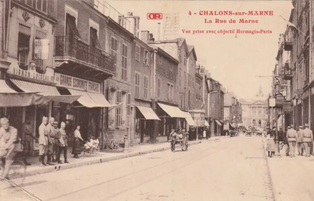 CPA 51  CHALONS sur MARNE La Rue de Marne Vue Prise avec Objectif Hermagis-Paris