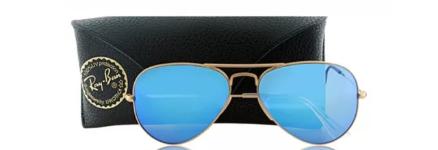 RayBan Aviator Sunglasses Gold w/Blue Flash/Polarized Lenses RB3025 112/4L 58-14