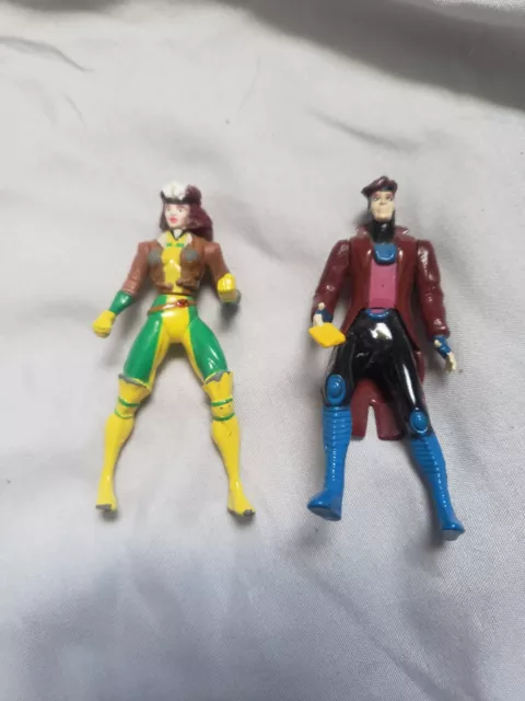 VINTAGE Marvel X-Men TOYBIZ Steel Metal Diecast Figures Rogue and Gambit loose