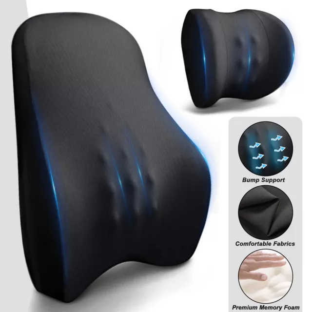 Memory Foam Bump Lumbar Support Pillow Cushion Travel Car Seat Home Office Chair