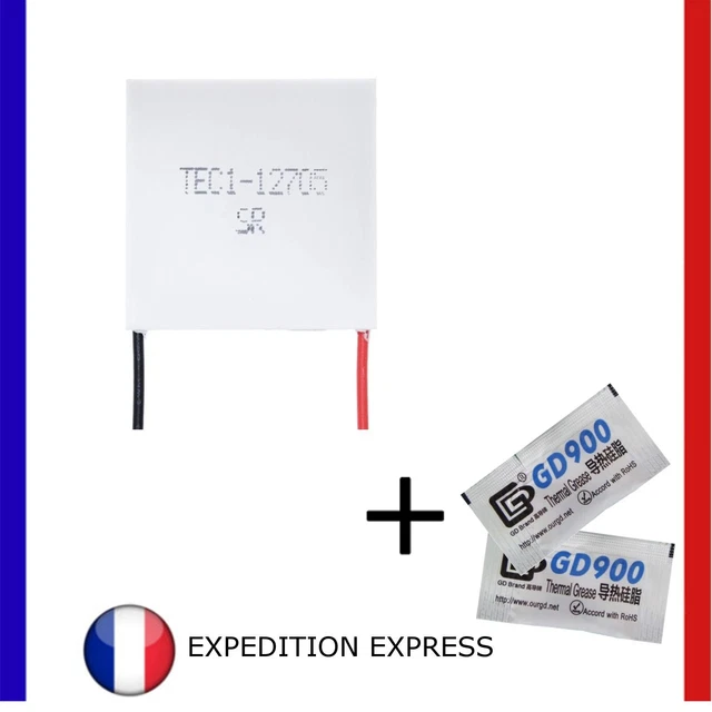 Module Peltier Refroidisseur TEC1-12705 – 12V 48W 4A, Dimensions 50x50x5mm, Pour Projets électroniques DIY