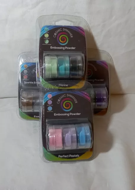 Cosmic Shimmer Embossing And Sparkle Powder Bundle Of 4 Sets Includes Festive
