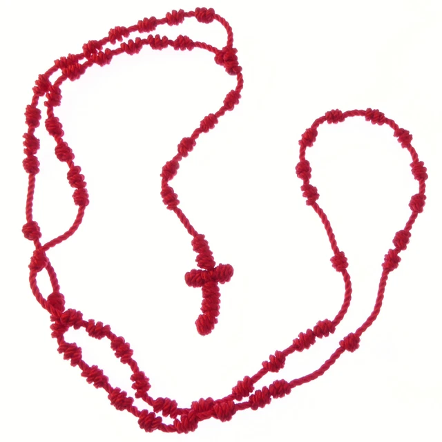 Lungo Corda Cavo Luminoso Rosso Annodato Filo Rosari Collana