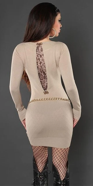 Abito Donna Vestito Invernale Sexy Elegante Manica Lunga da Inverno Corto Mini 3