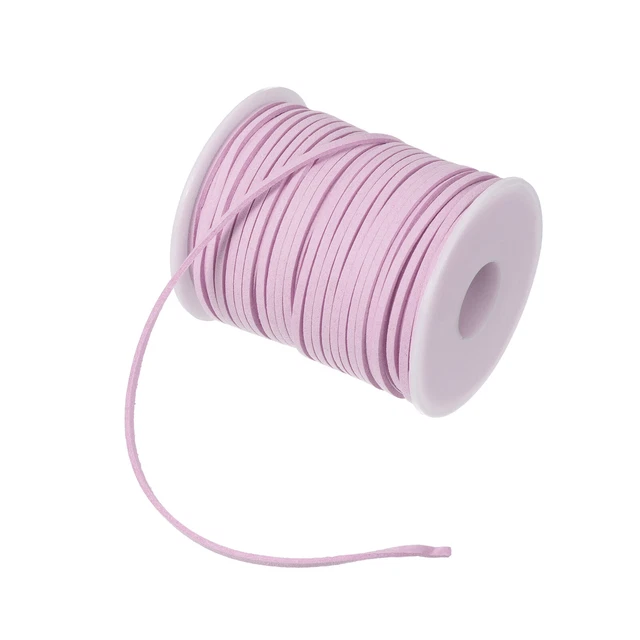 3mm 50 Yard Suede Cord with Roll Spool Flat Faux Leather Lace DIY Craft, Purple