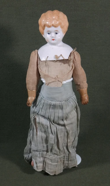 antique 14" blond BISQUE SHOULDER HEAD DOLL original cloth body GERMANY