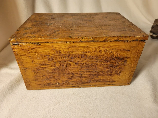 Antique Wood Crate/Box New York Worn Label Embossed