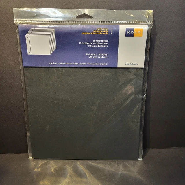 Kolo 8.5 x 10"  Black Refill Paper for Scrapbook Photo Album 10 Sheets Acid Free
