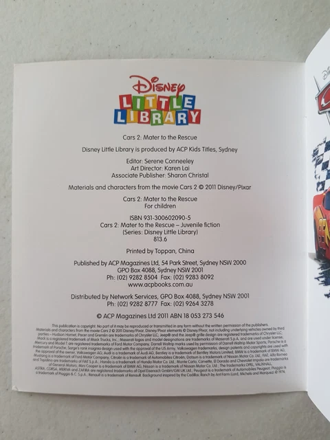 DISNEY LITTLE LIBRARY Book - Disney Pixar Cars 2 Mater To The Rescue ...
