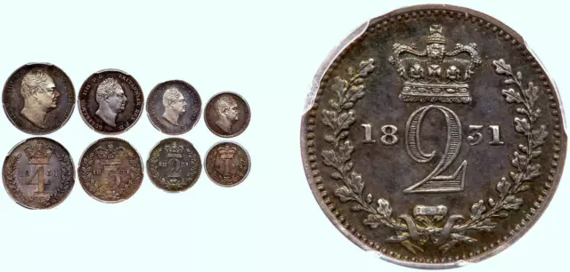 1831 4 Piece Maundy Set ✪ Pcgs Pl 62 63 63 64 ✪ 1D 2 3 4 Great Britain ◢Trusted◣