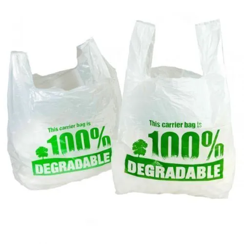 Degradable Eco-Friendly Plastic Storage Shopping Vest Carrier Bags - 11"x17"x21"