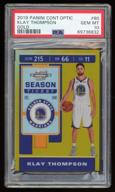 2019-20 Panini Contenders Optic Klay Thompson Gold Prizm /10 #80 PSA 10