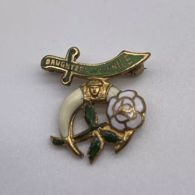 Vintage Daughters Of The Nile Masonic Enamel Scimitar Pin