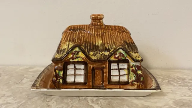 Vintage Ceramic Cottage Ware Butter Cheese Dish Painted Made In England