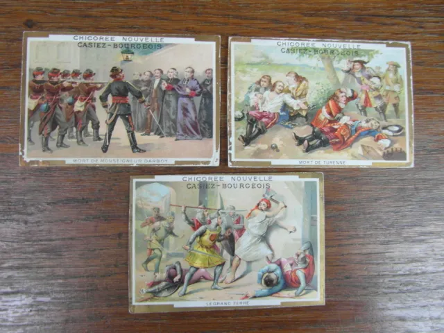3 CHROMOS trade cards CHICOREE CASIEZ-BOURGEOIS 1900 EVENEMENTS DE L HISTOIRE