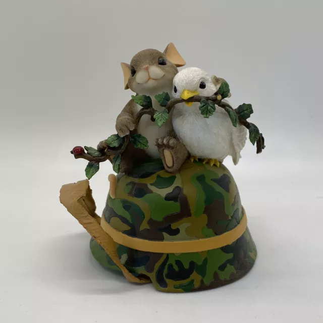 Charming Tails "EMBRACE PEACE"  MOUSE CAMO DOVE OLIVE BRANCH FITZ AND FLOYD