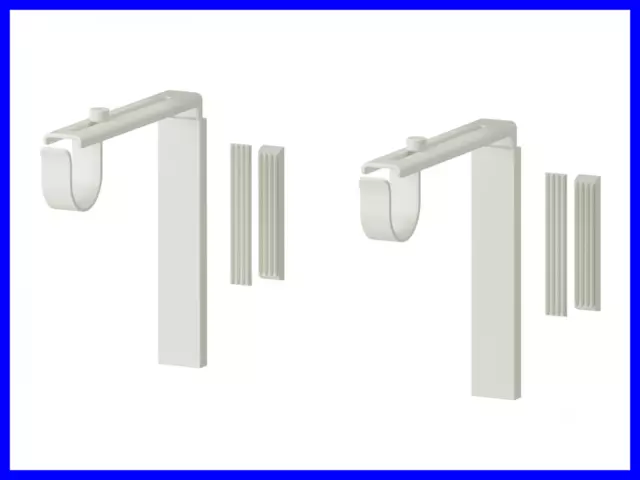 Nuevo 2 Sets Barra Cortina Soporte Techo Pared Soporte Color Blanco