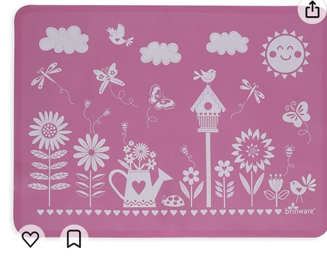 Brinware Slip Resistant Silicone Placemat- Garden Party Pink One Size