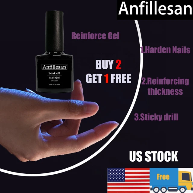 Anfillesan 10 ml gel de refuerzo transparente remojo UV LED barniz gel 0,33 oz