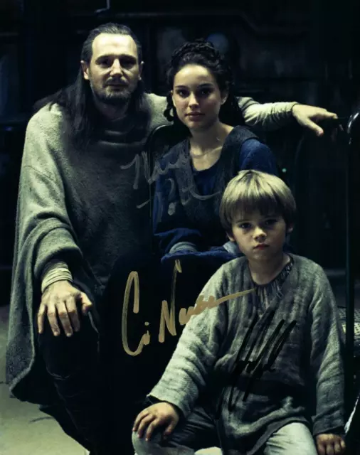 Liam Neeson Jake Lloyd Natalie Portman Signed 8x10 Pic Autographed Photo and COA