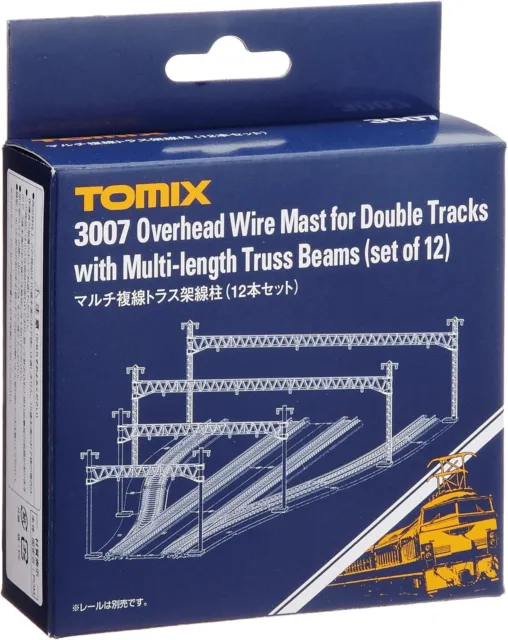 Tomix N Gauge 3007 Overhead Wire Mast for Double Tracks w/ Truss Beam 12 pcs