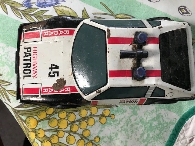 Voiture De Police Chevrolet Impala Highway Patrol Jouet En Fer Blanc Japon Ford