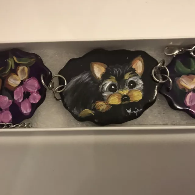 Yorkie  Puppy Hand Painted Necklace