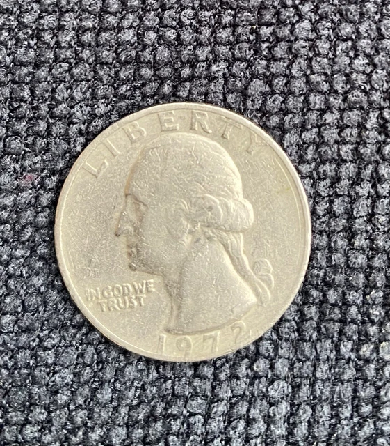 1972 Washington Quarter Dollar Coin, Circulated, No Mint Mark, Uncertified