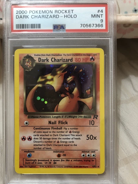 Dark Charizard Holo Team Rakete PSA 9 neuwertig Pokémonkarte 2000 selten Vintage Feuer