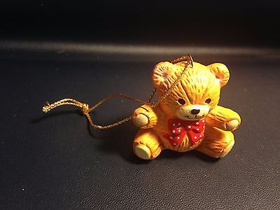 Lucy & Me Enesco Lucy Rigg Teddy Bear 1-1/2" small Ornament Red Bow R-1