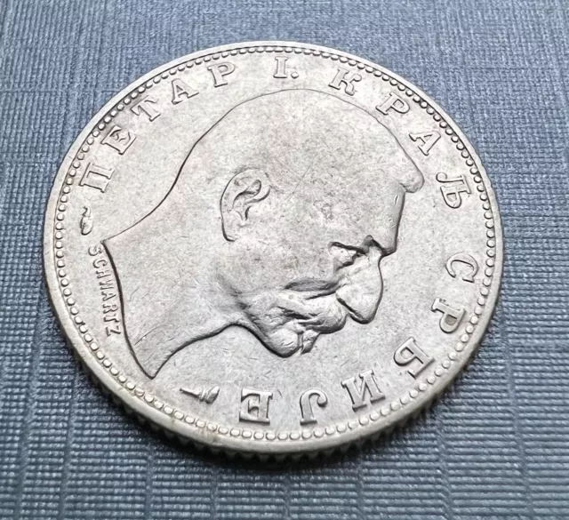 Serbia Silver Coin King Petar I 1 Dinar 1915 ,,