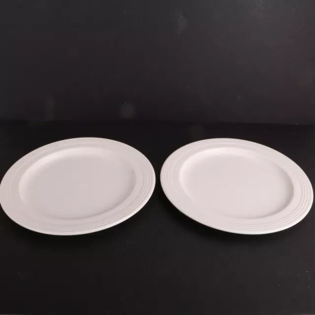 2 SYRACUSE CHINA White Ring Rim 10 1/2" Dinner Plate