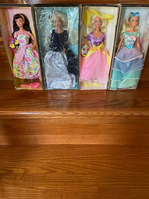 Four Avon Barbie Dolls-- Winter Velvet, Spring Petals, Tea Party, & Blossom