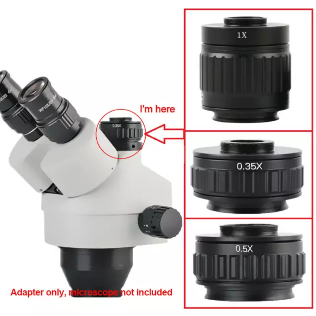 C mount Adapter Focus Adjustable f Trinocular Amscope Microscopes 1X 0.35X 0.5X