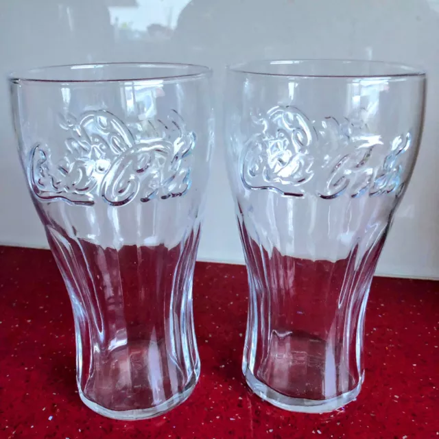 2 Coca Cola Glasses Clear 16oz Brand New Free Postage