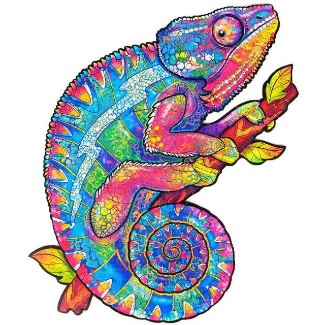 Unidragon Wooden Jigsaw Puzzles "Iridescent Chameleon" Wooden Puzzles - M
