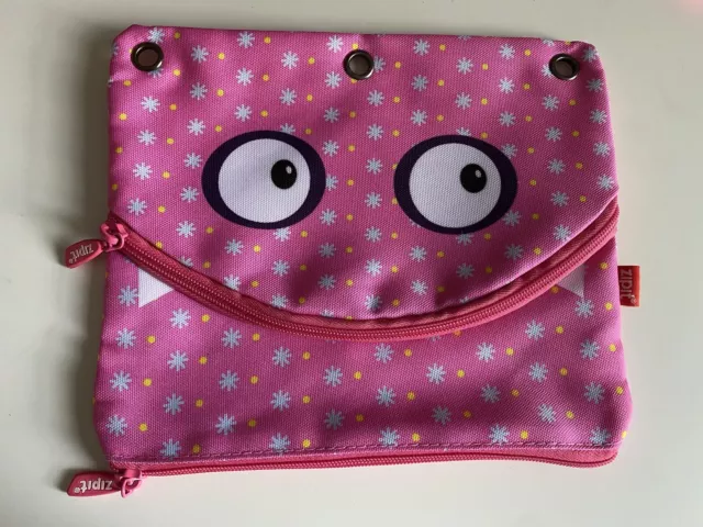 Zipit Pen And Pencil Case, Monster, Purple Pencil Pouch with Binder 3 Rings