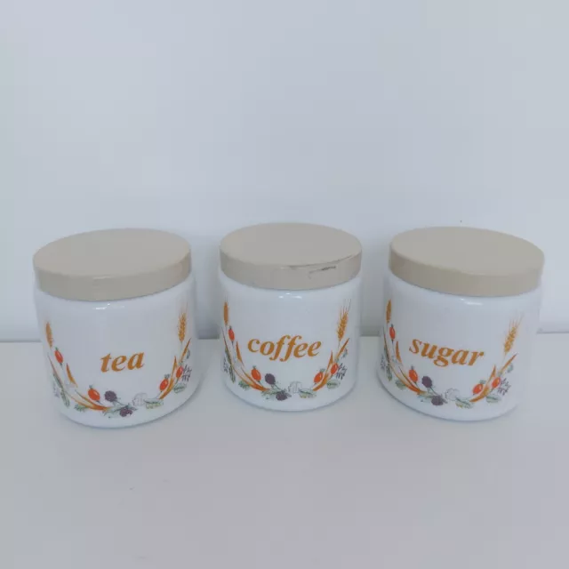 Retro CLP Tea Coffee Sugar Milk Glass Storage Jars Italy 70s/80s CLP 4552n