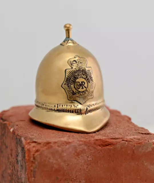Vintage Brass Bell England Bobby Police Helmet Metropolitan ER