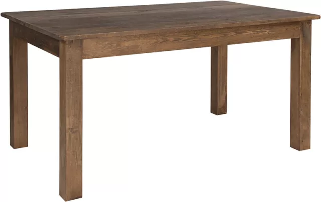 60" x 38" Rectangular Solid Pine Folding Farm Dining Table in Antique Rustic Fin