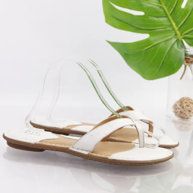 Born Women's Sandal Size 9 White Leather Thong Flip Flop Slide Comfy Bridal