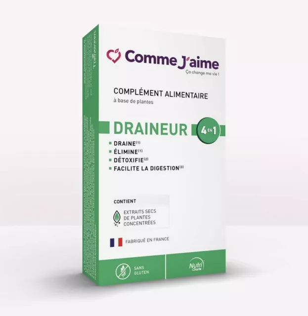 COMME J'AIME Draineur 15 sticks 4 en 1 Complément Alimentaire Détoxifie Digestio