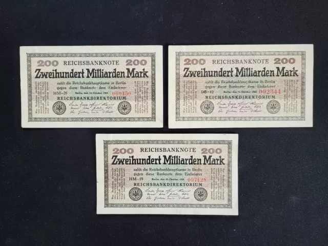 Reichsbanknote 3 x Zweihundert Milliarden Mark (1923)