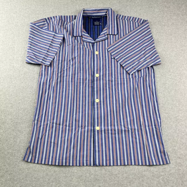 Ralph Lauren Polo Shirt Mens Large Striped Blue Pajama Top Sleepwear Cotton