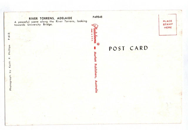 A0446 Australia-SA Adelaide River Torrens University Bridge vintage postcard 2